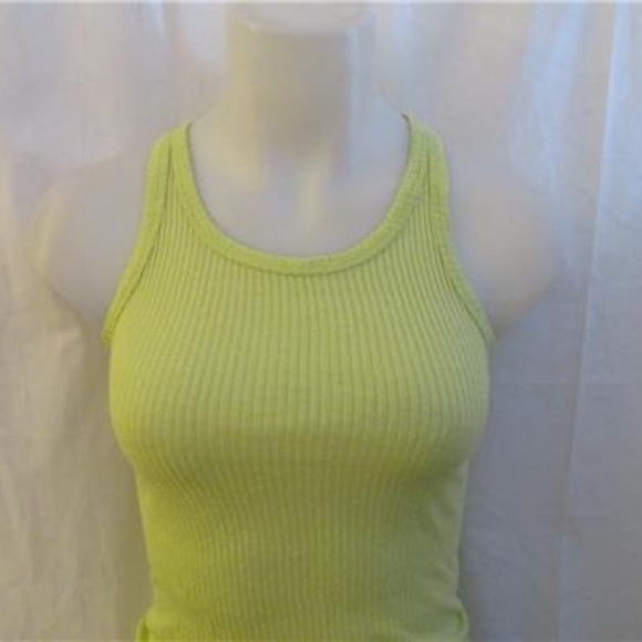 STEFANO MORTARI GREEN RIBBED ,STRETCH TANK TOP  M - Picture 2 of 4